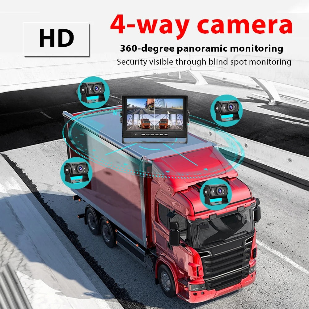Kit 4 camere AHD Camion / Bus cu ecran 9 inch 12-24V