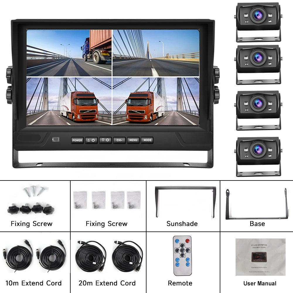 Kit 4 camere AHD Camion / Bus cu ecran 9 inch 12-24V