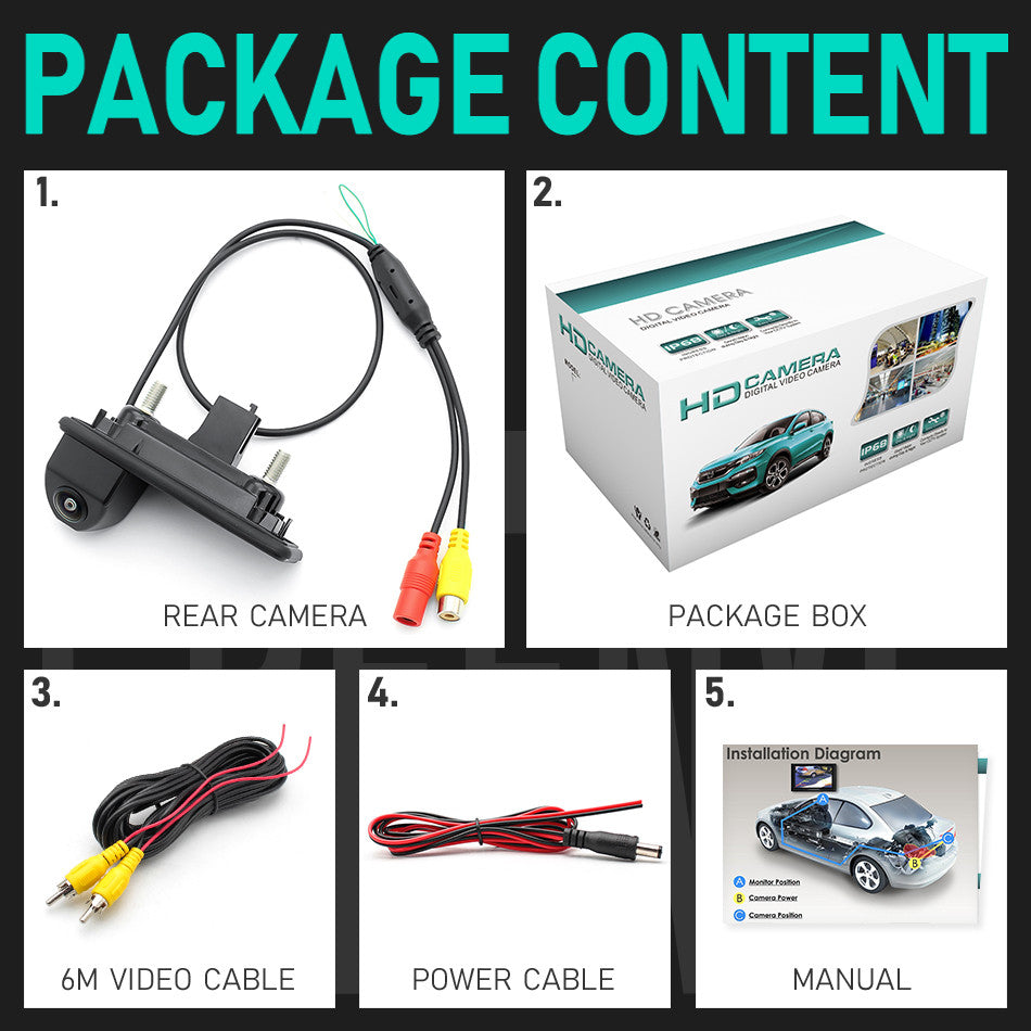 Camera marsarier Skoda, maner portbagaj, HD Night Vision, 170°, 3 pini