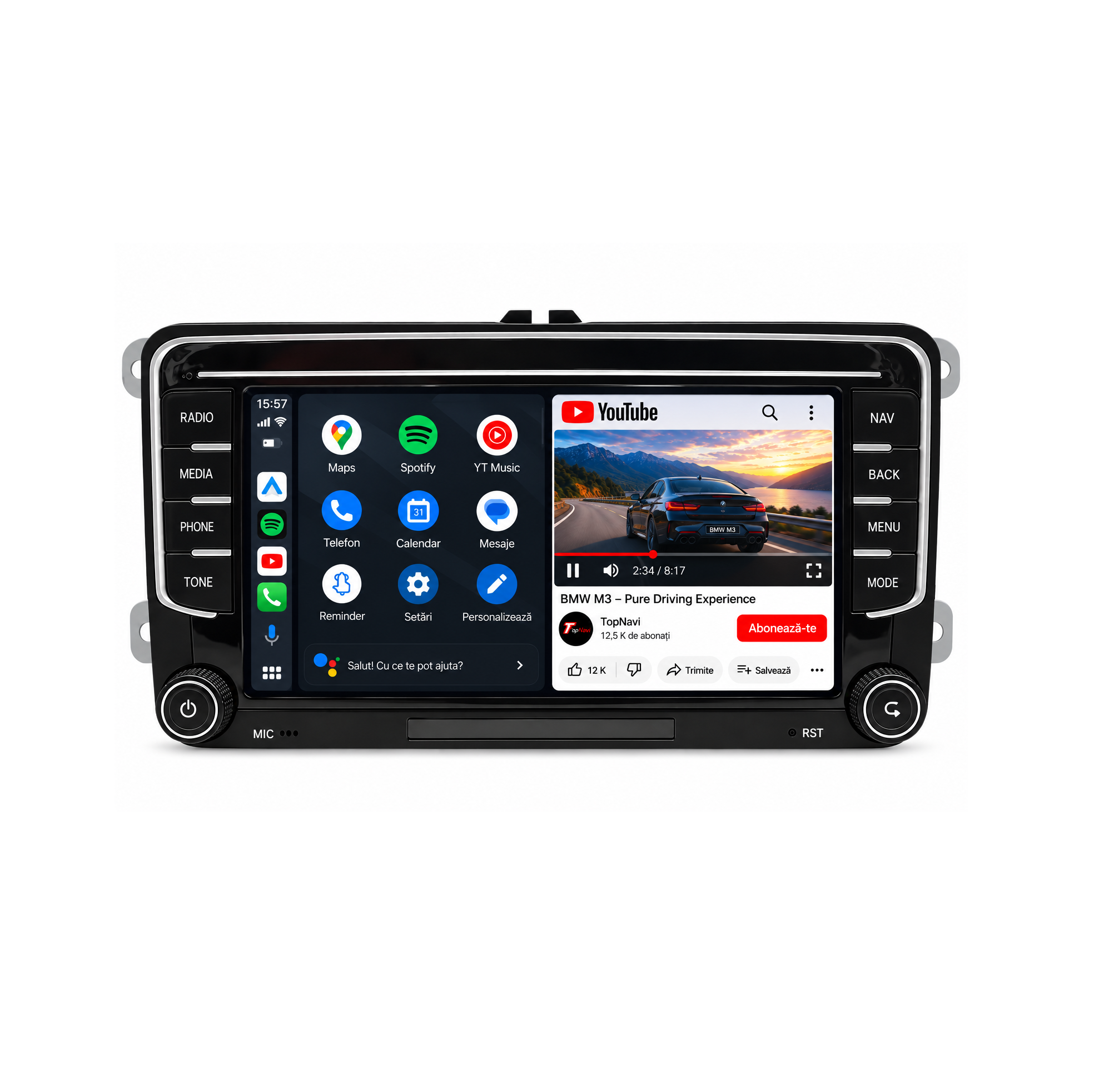 Navigatie Volkswagen ,Skoda, Seat, Android, Ecran 7 inch banda crom, Carplay / android auto