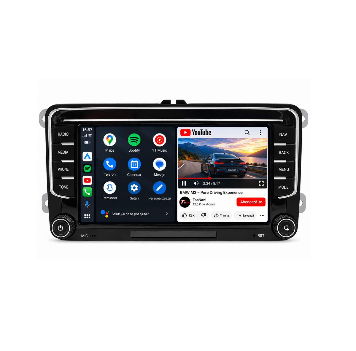 Navigatie Volkswagen ,Skoda, Seat, Android, Ecran 7 inch banda crom, Carplay / android auto