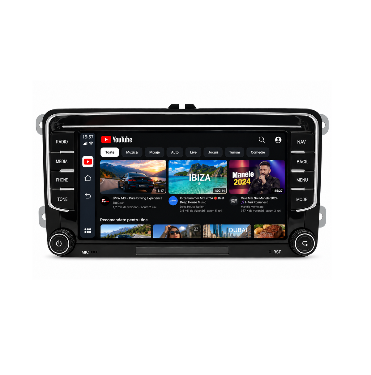 Navigatie Volkswagen ,Skoda, Seat, Android, Ecran 7 inch banda crom, Carplay / android auto