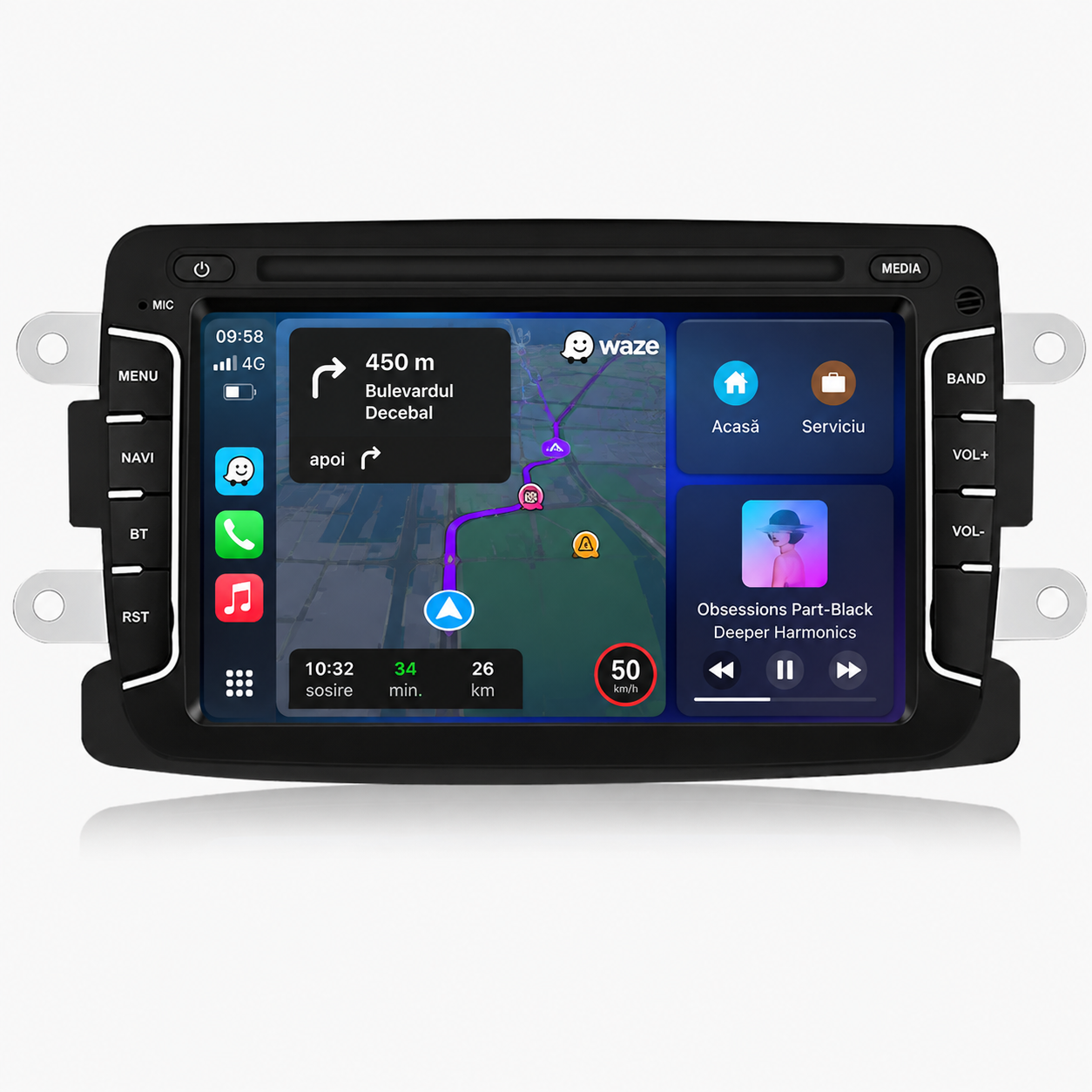 Navigatie Dacia Logan, Duster, Sandero, Dokker (2010-2020) 4GB RAM, Android 15, carplay / android auto
