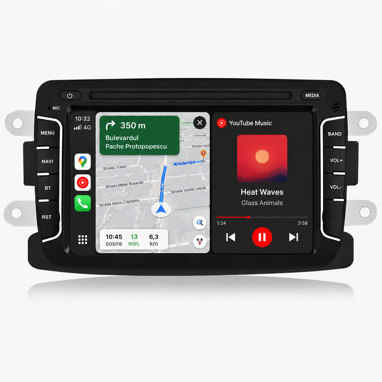 Navigatie Dacia Logan, Duster, Sandero, Dokker (2010-2020) 4GB RAM, Android 15, carplay / android auto