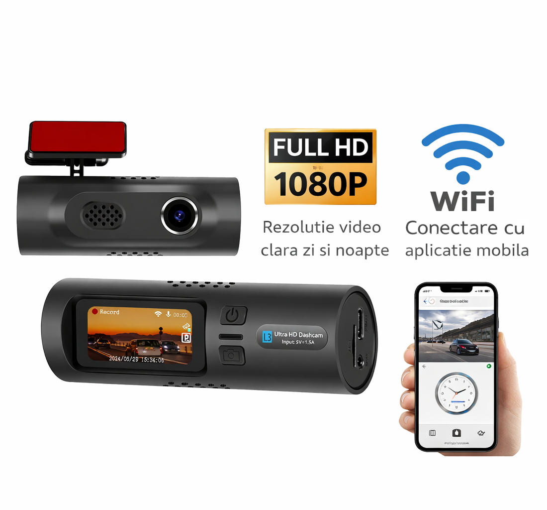 Camera dvr auto, inregistrare trafic 2K, WiFi