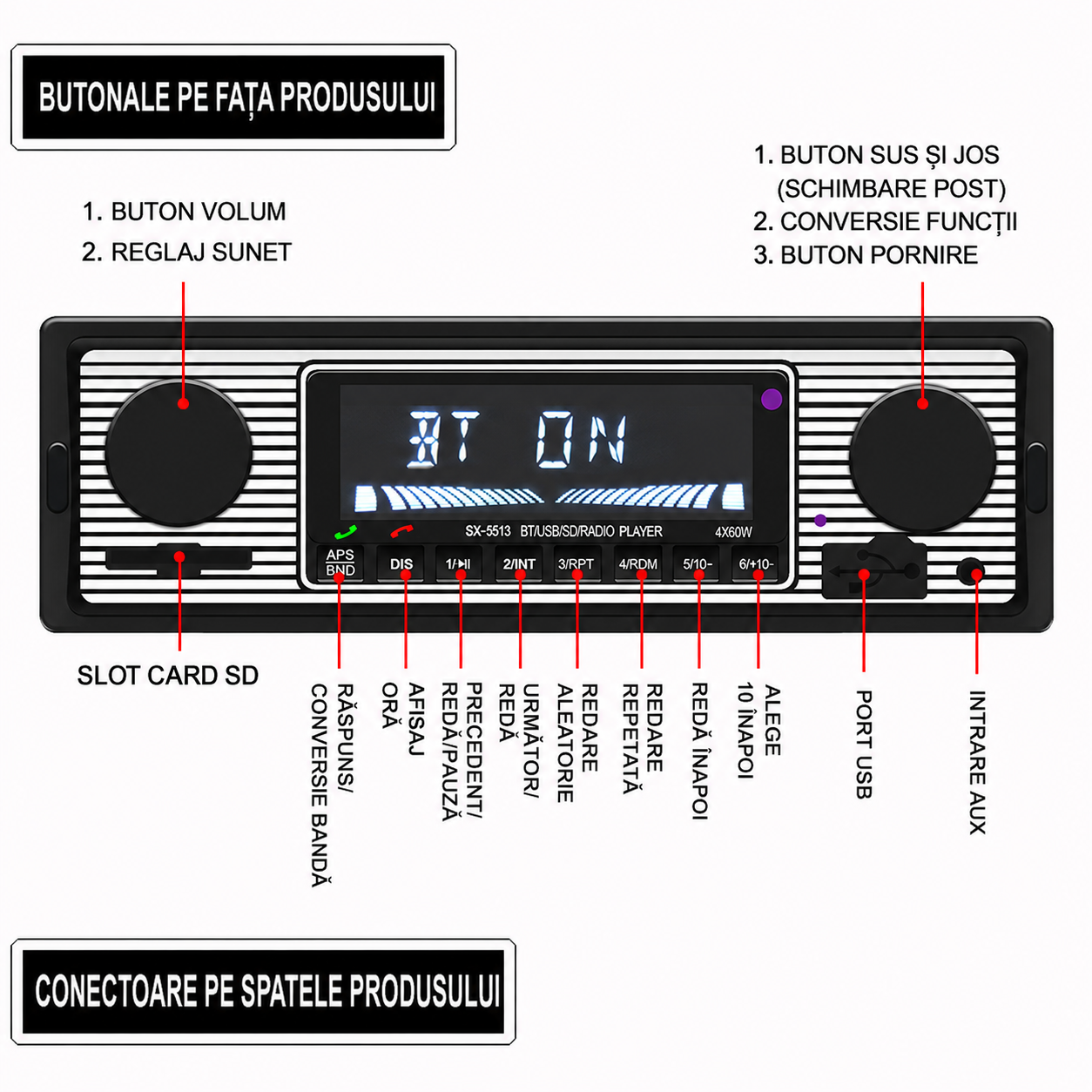 Radio mp3 player vintage clasic Aux SD USB Bluetooth