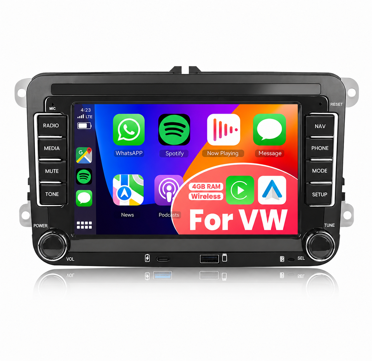 Navigatie dedicata Android 15, Volkswagen / Skoda / Seat, 4GB RAM carplay / android auto