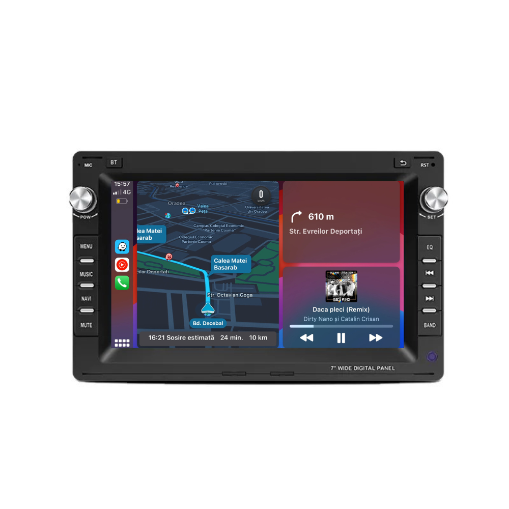 Navigatie Volkswagen Golf 4,Passat B5, Transporter T5, Polo, Skoda, 7", carplay / android auto