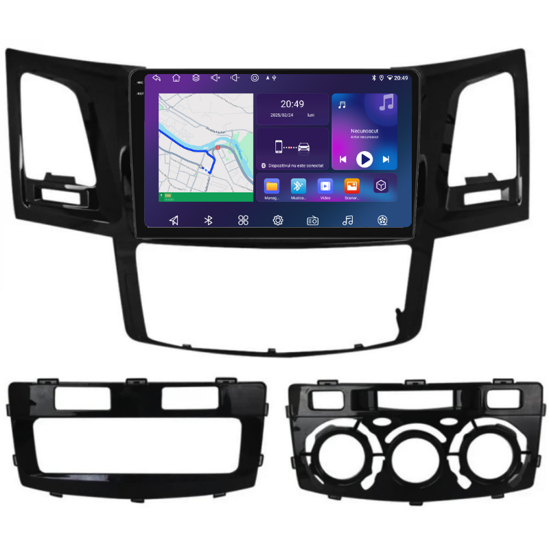 Navigatie Toyota Hilux (2005-2015), Ecran 9 inch, Carplay / Android auto, Youtube, Waze