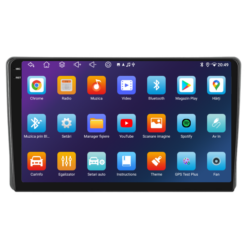 Navigatie Fiat Panda (2003-2012), Ecran 9 inch, Carplay / Android auto, Youtube, Waze