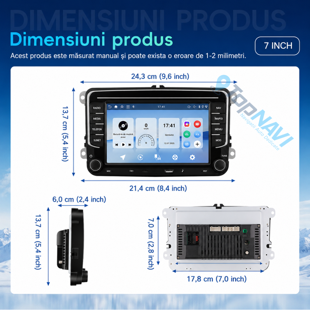 Navigatie Seat Leon (2005-2013), Ecran 7 inch, 4GB RAM 128GB, carplay / android auto, incarcare USB
