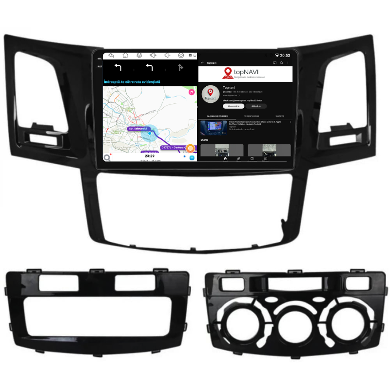 Navigatie Toyota Hilux (2005-2015), Ecran 9 inch, Carplay / Android auto, Youtube, Waze