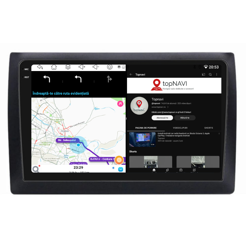 Navigatie Fiat Stilo (2001-2010), Ecran 9 inch, Carplay / Android auto, Youtube, Waze