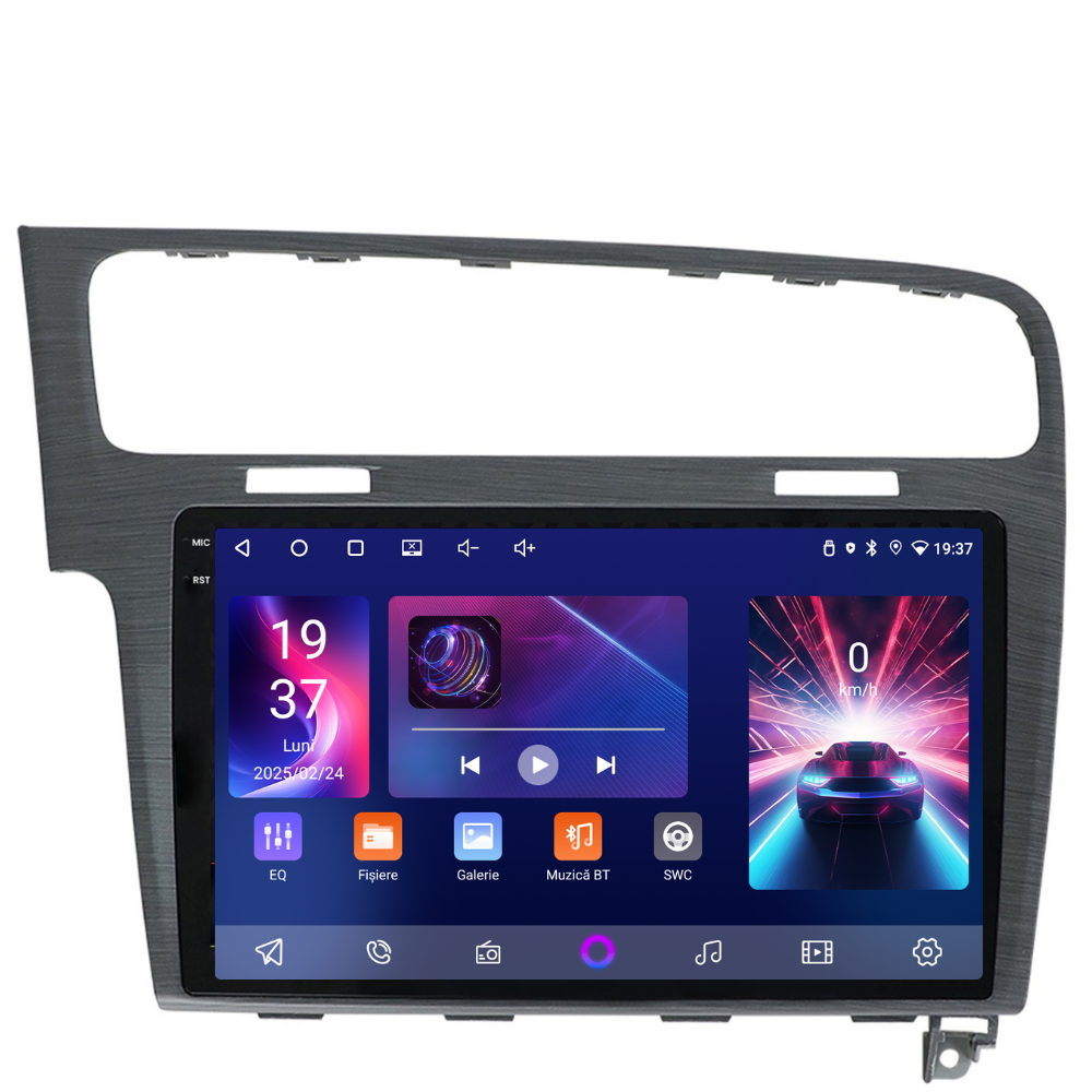 Navigatie Volkswagen Golf 7, Android, Ecran 10", Carplay / Android auto, gri