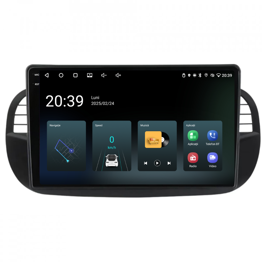 Navigatie Fiat 500 (2007-2015), Ecran 9", Carplay / Android Auto