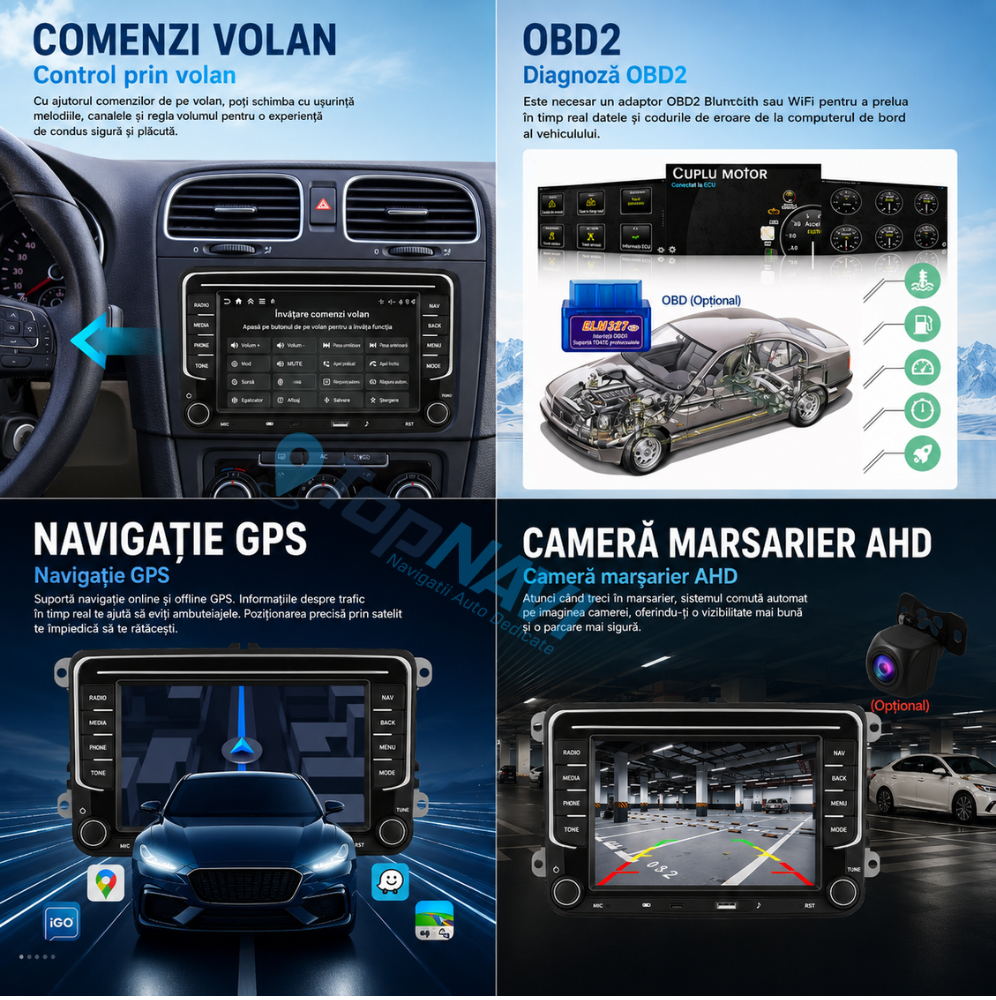 Navigatie Volkswagen Scirocco (2008-2017), Ecran 7 inch, 4GB RAM 128GB, carplay / android auto, incarcare USB