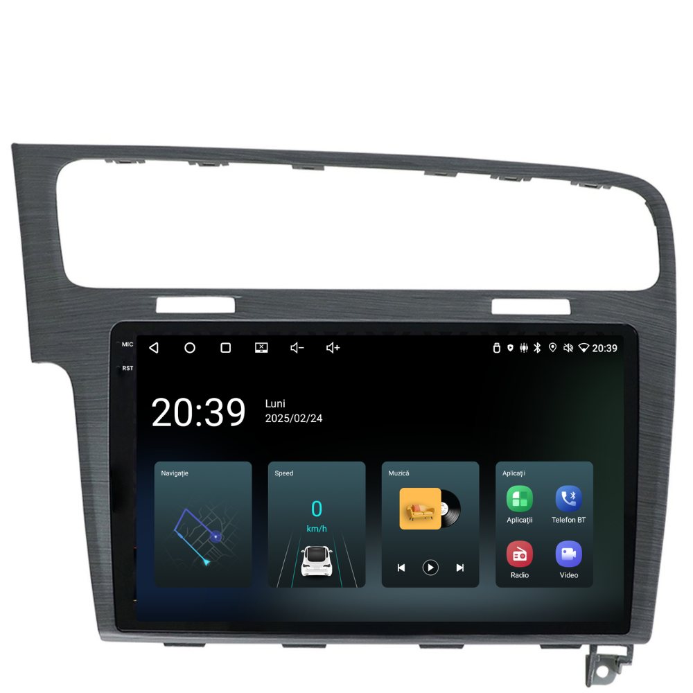 Navigatie Volkswagen Golf 7, Android, Ecran 10", Carplay / Android auto, gri