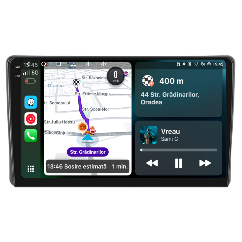 Navigatie Fiat Bravo (2007-2012), Ecran 9 inch, Carplay / Android auto, Youtube, Waze