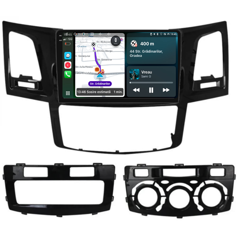Navigatie Toyota Hilux (2005-2015), Ecran 9 inch, Carplay / Android auto, Youtube, Waze