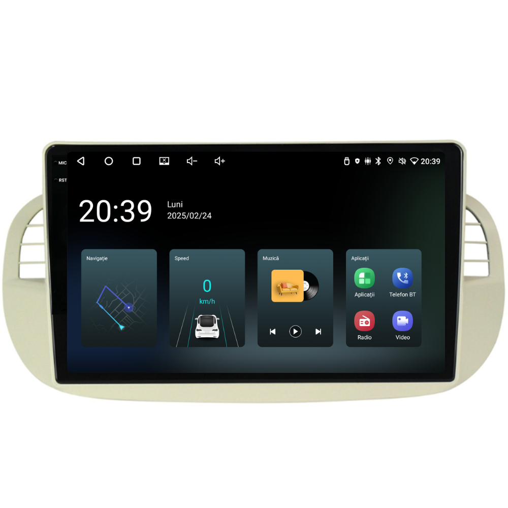 Navigatie Fiat 500 (2007-2015), Ecran 9", Carplay / Android Auto
