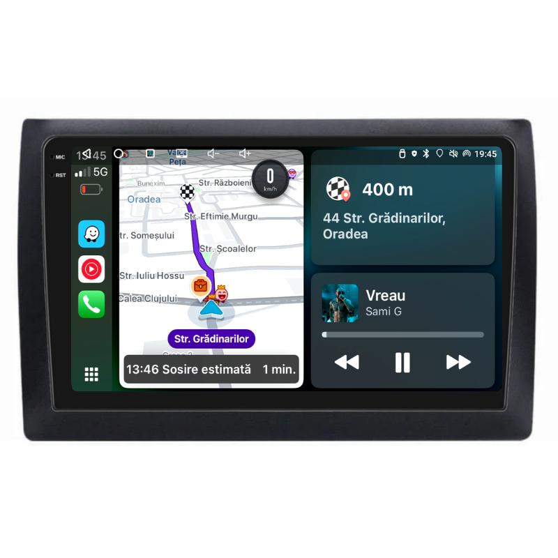 Navigatie Fiat Stilo (2001-2010), Ecran 9 inch, Carplay / Android auto, Youtube, Waze
