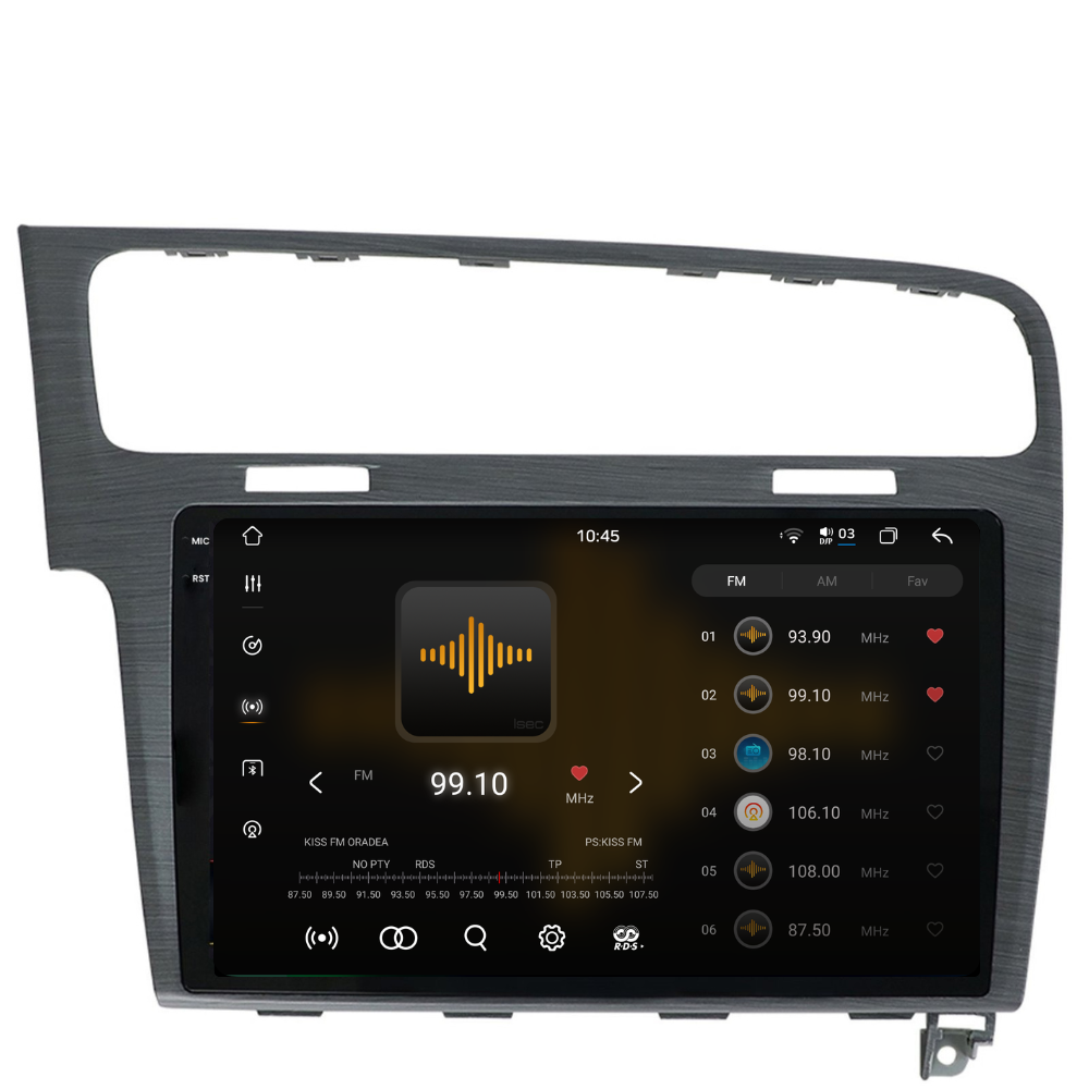 Navigatie Volkswagen Golf 7, Android, Ecran 10", Carplay / Android auto, gri