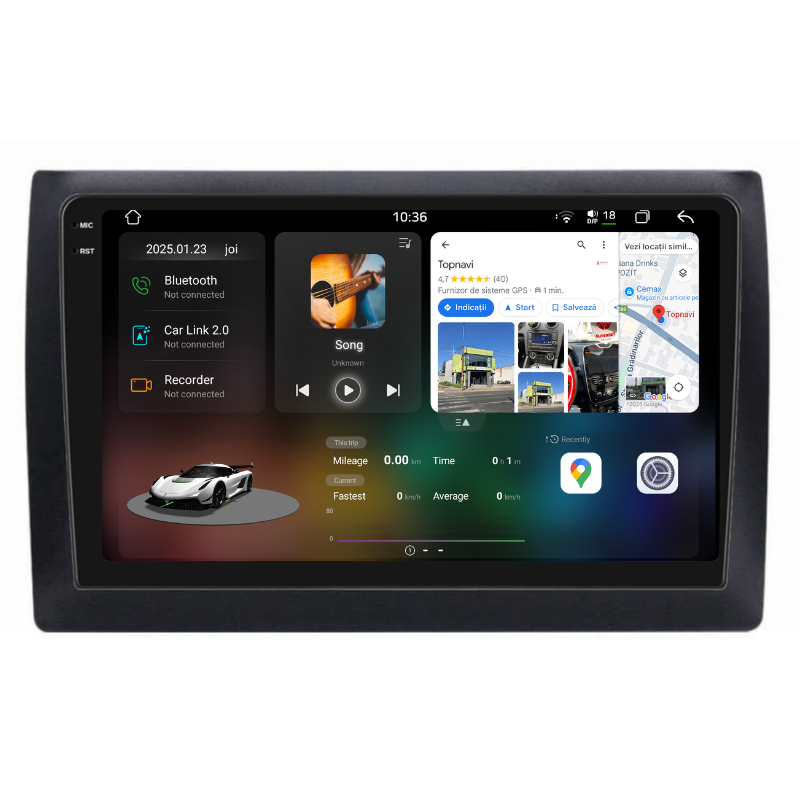 Navigatie Fiat Stilo (2001-2010), Ecran 9 inch, Carplay / Android auto, Youtube, Waze