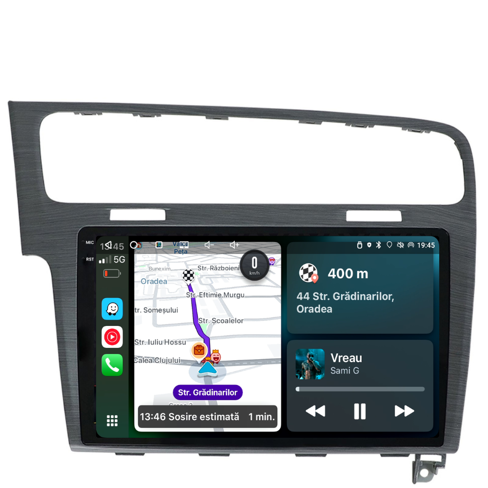 Navigatie Volkswagen Golf 7, Android, Ecran 10", Carplay / Android auto, gri