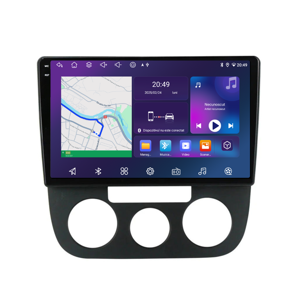 Navigatie Volkswagen Golf 5 (2004-2009), Android, Ecran 10", Carplay / Android auto, Clima AC