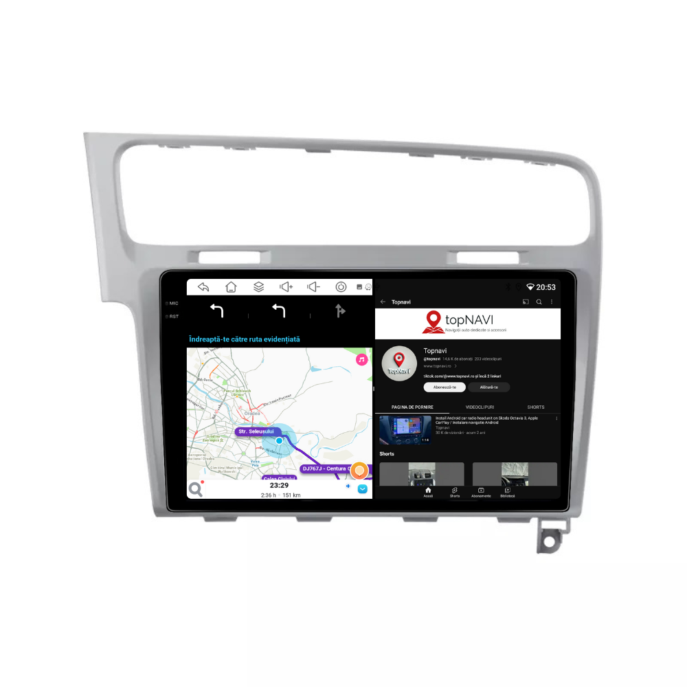 Navigatie Volkswagen Golf 7, Android, Ecran 10", Carplay / Android auto, argintiu