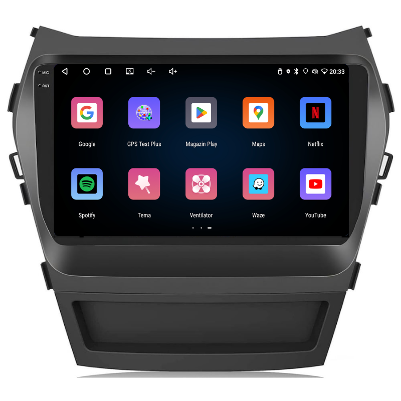 Navigatie Hyundai Santa Fe IX45 (2010-2018), Ecran 9 inch, Carplay / Android auto, Youtube, Waze