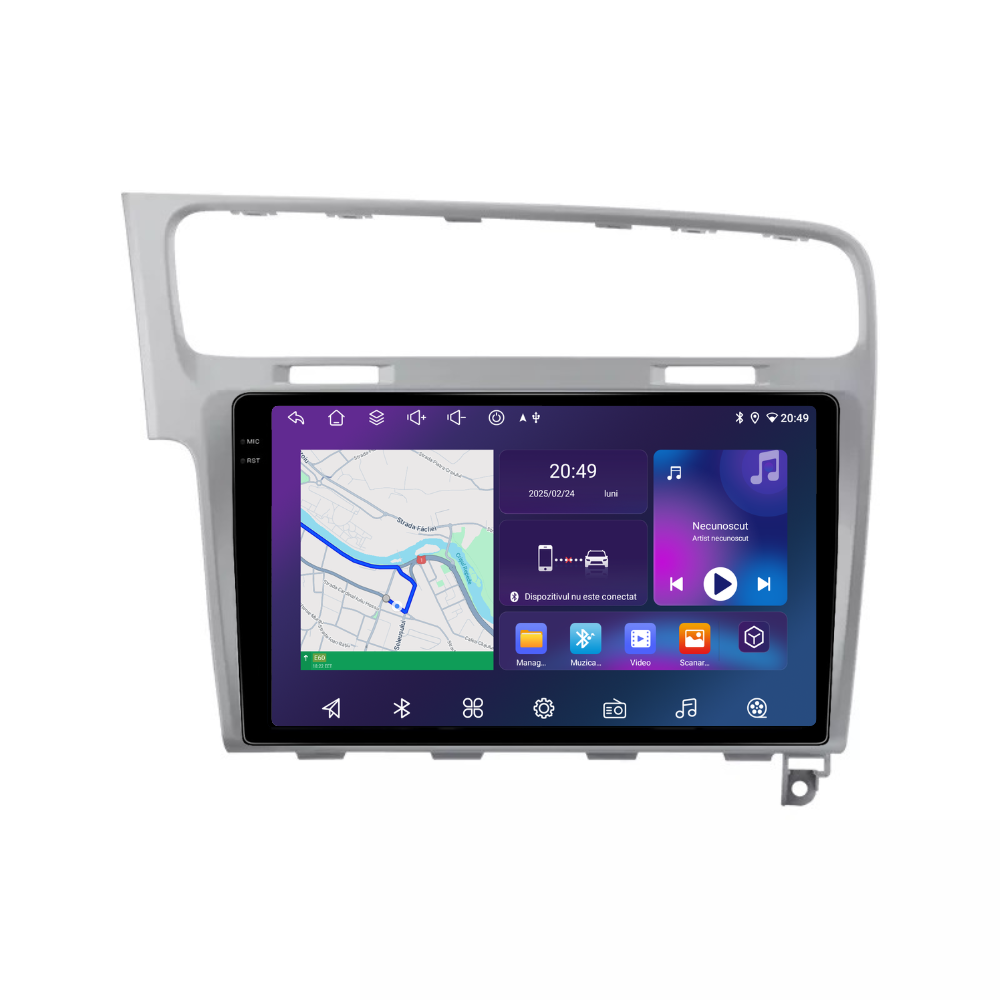 Navigatie Volkswagen Golf 7, Android, Ecran 10", Carplay / Android auto, argintiu