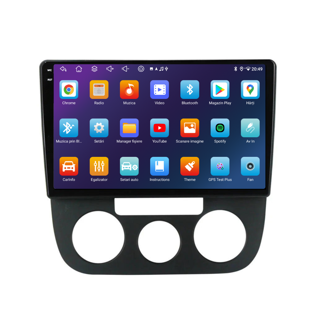 Navigatie Volkswagen Golf 5 (2004-2009), Android, Ecran 10", Carplay / Android auto, Clima AC