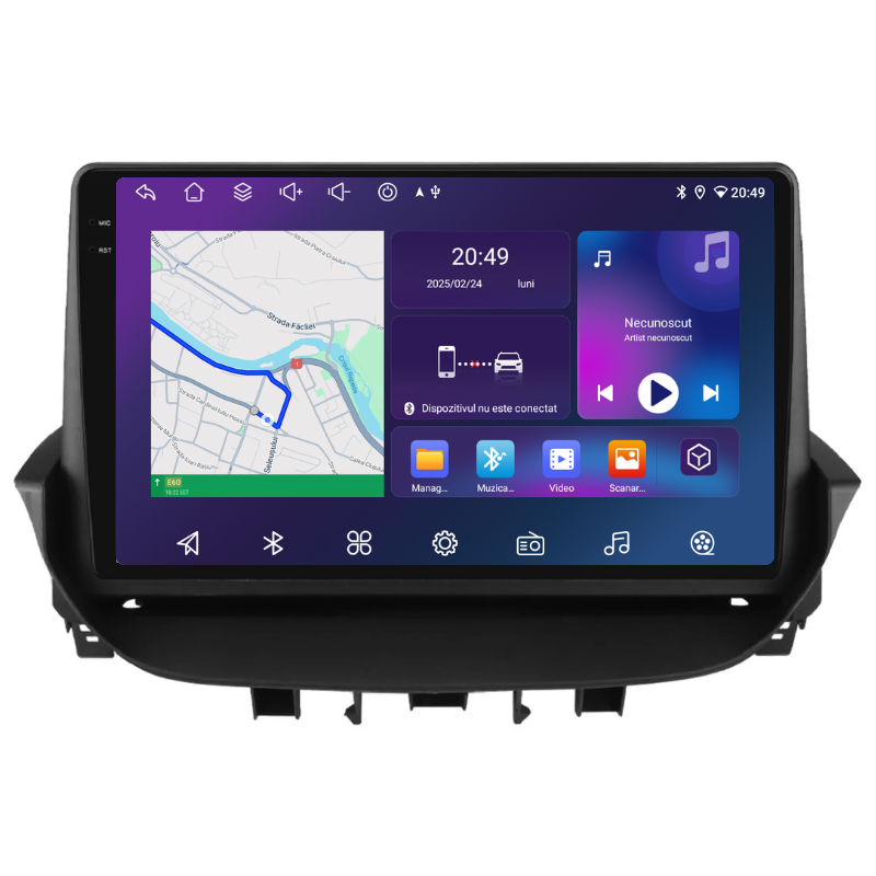 Navigatie Renault Laguna (2001-2007), Ecran 9 inch, Carplay / Android auto, Youtube, Waze