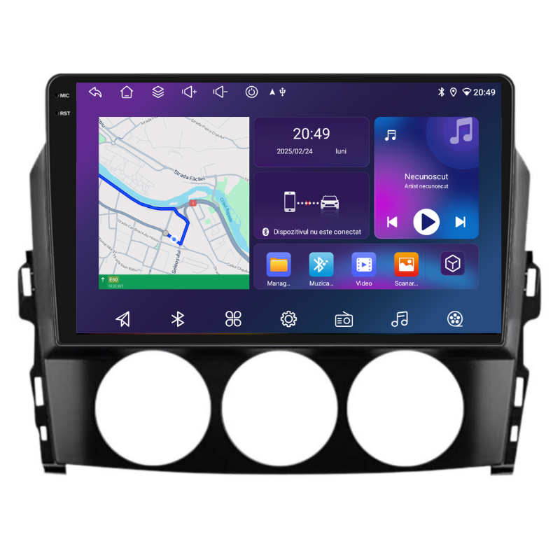 Navigatie Mazda MX-5 (2005-2015), Ecran 9 inch, Carplay / Android auto, Youtube, Waze
