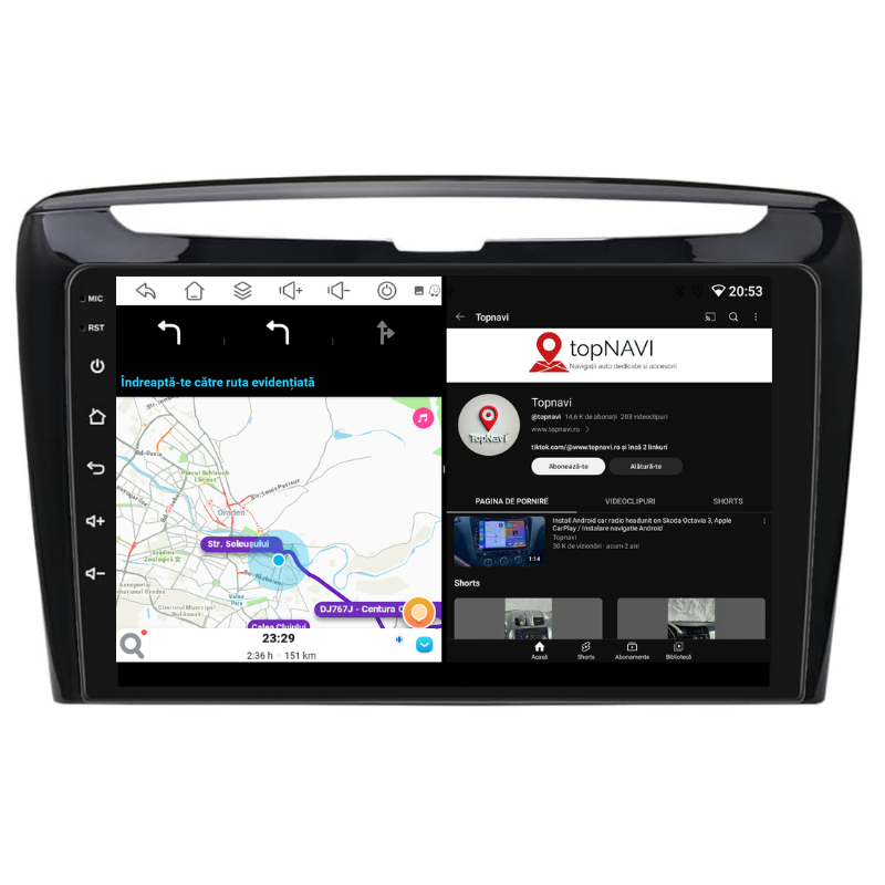 Navigatie Lancia Ypsilon (2012-2020), Ecran 9 inch, Carplay / Android auto, Youtube, Waze
