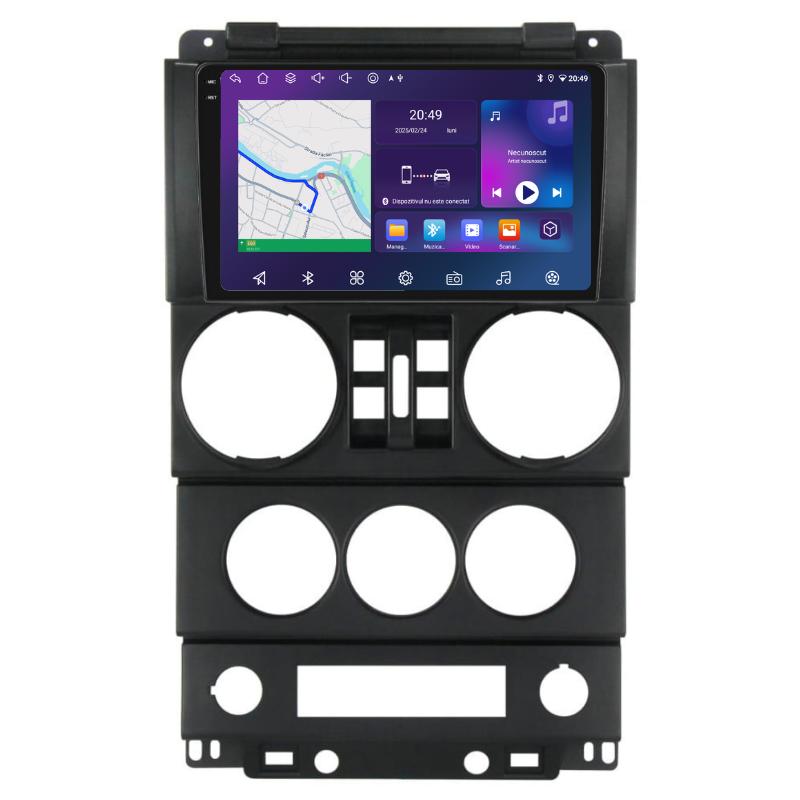 Navigatie Jeep Wrangler Rubicon (2008-2010) 4 usi, Ecran 9 inch, Carplay / Android auto, Youtube, Waze