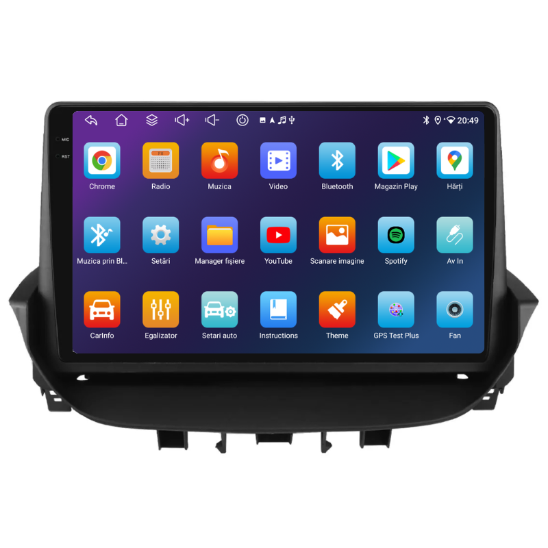 Navigatie Renault Laguna (2001-2007), Ecran 9 inch, Carplay / Android auto, Youtube, Waze