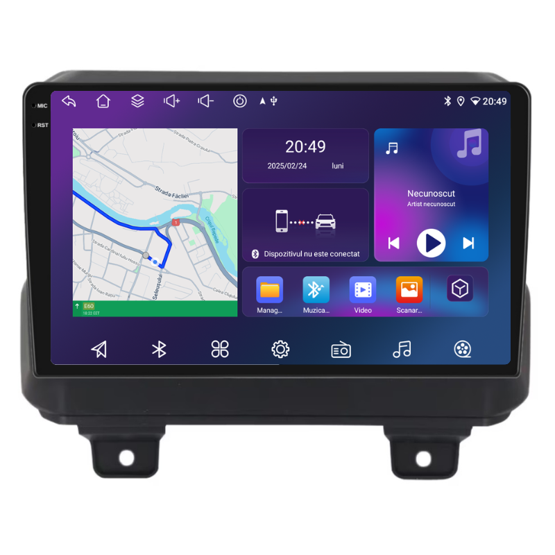 Navigatie Jeep Wrangler Rubicon (2018+), Ecran 9 inch, Carplay / Android auto, Youtube, Waze