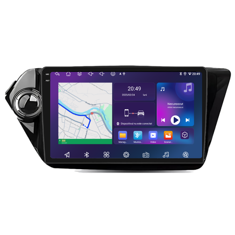 Navigatie Kia RIO K2 (2012-2017), Ecran 9 inch, Carplay / Android Auto, Youtube, Waze