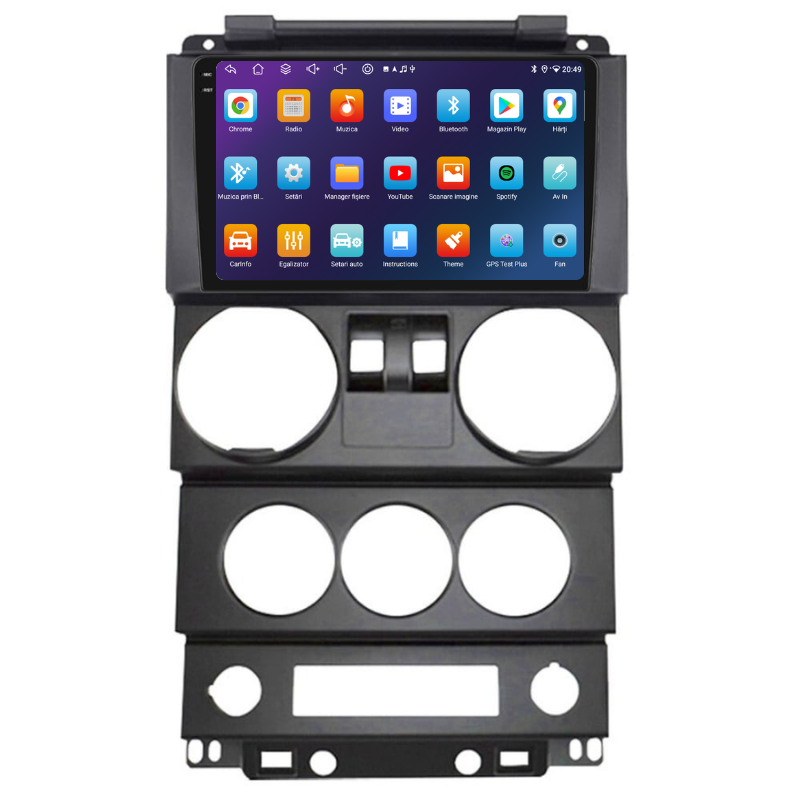 Navigatie Jepp Wrangler Rubicon (2008-2010) 2 usi, Ecran 9 inch, Carplay / Android auto, Youtube, Waze