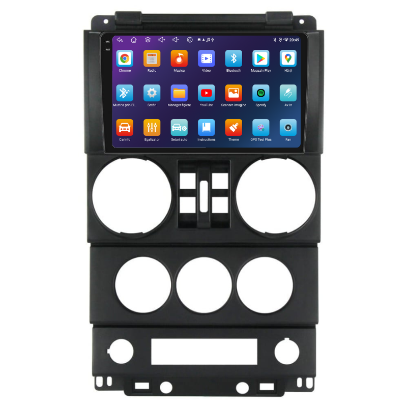 Navigatie Jeep Wrangler Rubicon (2008-2010) 4 usi, Ecran 9 inch, Carplay / Android auto, Youtube, Waze