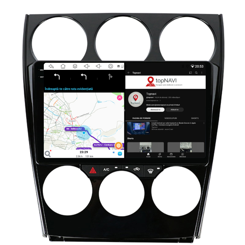 Navigatie Mazda 6 (2002-2008), Ecran 9 inch, Carplay / Android auto, Youtube, Waze