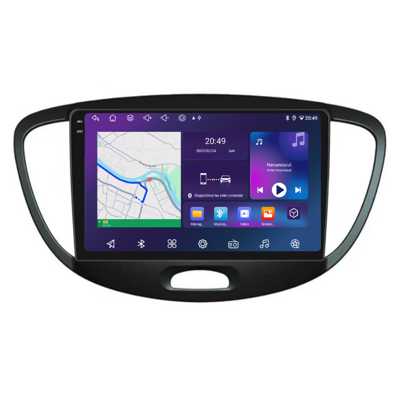 Navigatie Hyundai i10 (2007-2013), Ecran 9 inch, Carplay / Android auto, Youtube, Waze