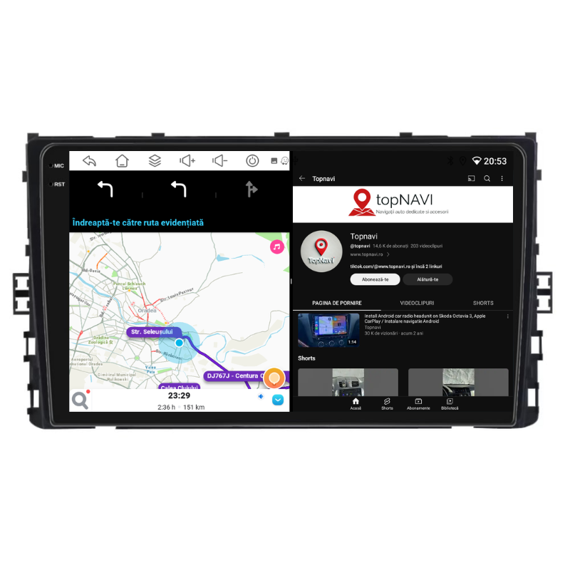 Navigatie Volkswagen T-Cross (2017+), Ecran 9 inch, Carplay / Android auto, Youtube, Waze