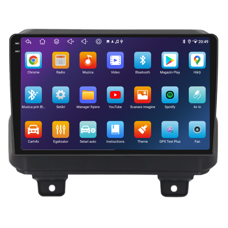Navigatie Jeep Wrangler Rubicon (2018+), Ecran 9 inch, Carplay / Android auto, Youtube, Waze