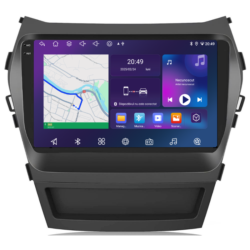 Navigatie Hyundai Santa Fe IX45 (2010-2018), Ecran 9 inch, Carplay / Android auto, Youtube, Waze