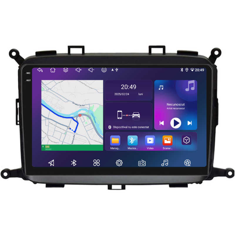 Navigatie Kia Carens (2012-2018), Ecran 9 inch, Carplay / Android Auto, Youtube, Waze