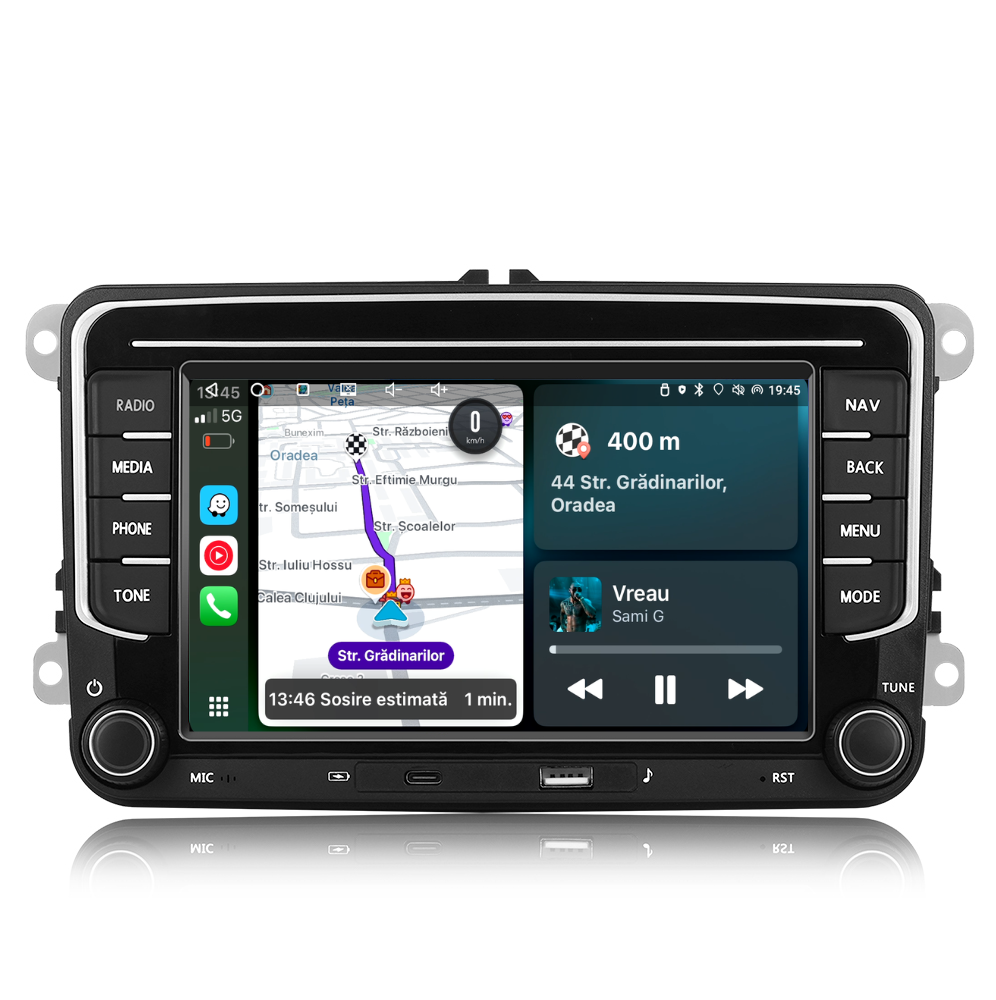 Navigatie Volkswagen Touran 2 (2011-2015), Ecran 7 inch, 4GB RAM 128GB, carplay / android auto, incarcare USB