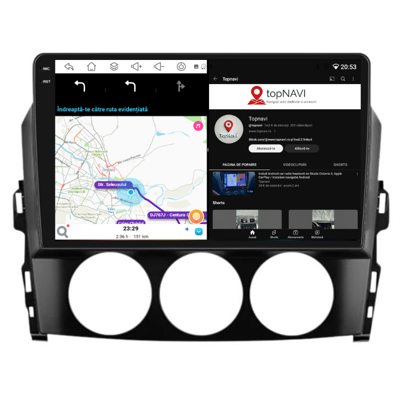 Navigatie Mazda MX-5 (2005-2015), Ecran 9 inch, Carplay / Android auto, Youtube, Waze